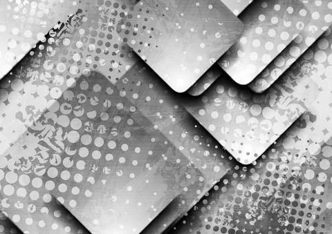 Grey grunge squares abstract tech halftone background Stockillustratie