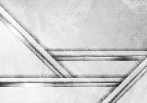 Grey grunge tech background with metallic stripes Stock Illustration
