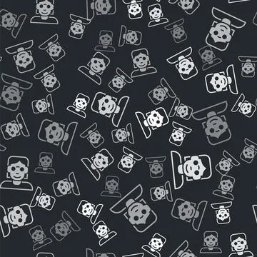 Grey Hacker or coder icon isolated seamless pattern on black background Stock Illustration