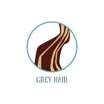 Grey hair in microscope view - flat cartoon drawing of greying brown hairs Stock Illustration