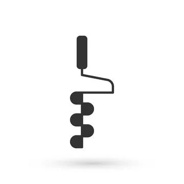Grey Hand ice drill for winter fishing icon isolated on white background. Vector Stock Illustration