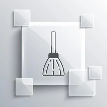 Grey Handle broom icon isolated on grey background. Cleaning service concept Illustration