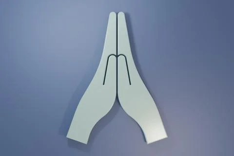 Grey Hands in praying position icon isolated on purple-blue background. Pra.. 写真素材