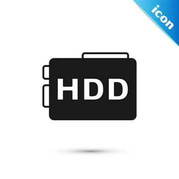 Grey Hard disk drive HDD icon isolated on white background. Vector Illustrazione stock