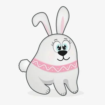 Grey hare with a scarf on a white background Stock Illustration