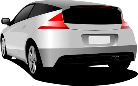 Grey hatchback car on the road. Vector illustration Stock Illustration