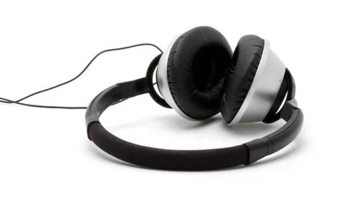 Grey headphones Stock Photos