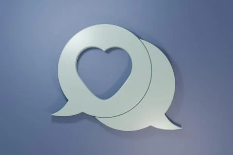 Grey Heart in speech bubble icon isolated on purple-blue background. Minima.. Stock Photos