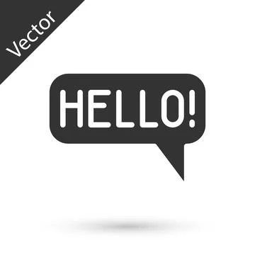 Grey Hello in different languages icon isolated on white background. Speech Stock Illustration