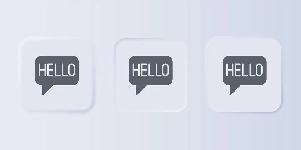 Grey Hello in different languages icon isolated on grey background. Speech .. Stock Illustration