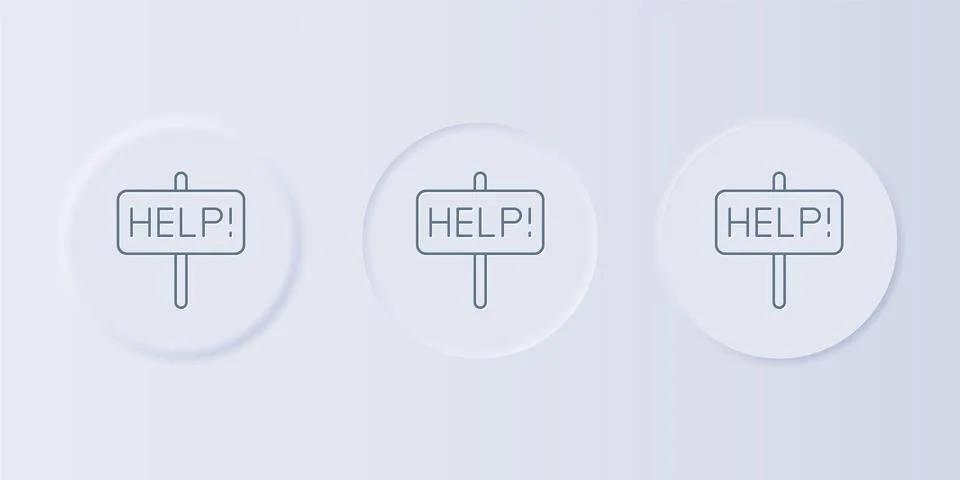 Grey Help icon isolated on grey background. Set icons in square buttons. Vect Stock Illustration