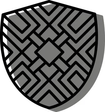 Grey heraldic shield with geometric pattern Stock Illustration
