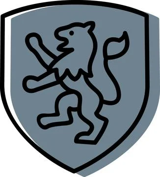 Grey heraldic shield with lion emblem Stock-Illustration