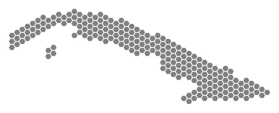 Grey Hexagon Cuba Map Stock Illustration