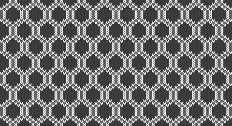 Grey hexagon knitting pattern, Festive Sweater Design. Seamless Knitted Patte Stock Illustration