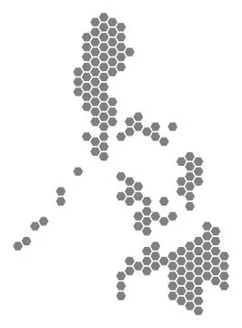 Grey Hexagon Philippines Map Stock Illustration
