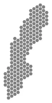 Grey Hexagon Sweden Map Stock Illustration
