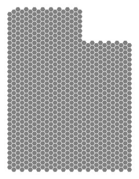 Grey Hexagon Utah State Map Stock Illustration