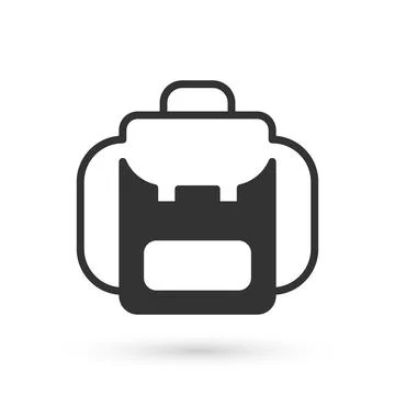 Grey Hiking backpack icon isolated on white background. Camping and mountain Illustrazione stock