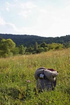 Grey hiking backpack Stock Photos