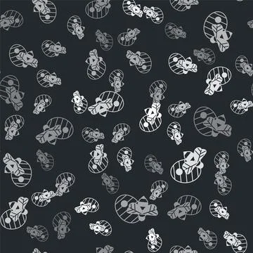 Grey Hive for bees icon isolated seamless pattern on black background. Beehive Ilustración de archivo
