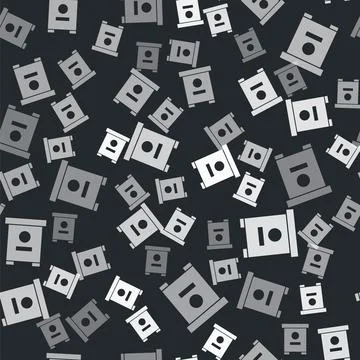 Grey Hive for bees icon isolated seamless pattern on black background. Beehive イラスト素材