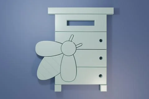 Grey Hive for bees icon isolated on purple-blue background. Beehive symbol... Stock Illustration