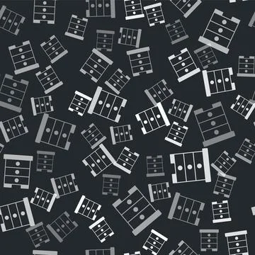 Grey Hive for bees icon isolated seamless pattern on black background. Beeh.. Stock Illustration