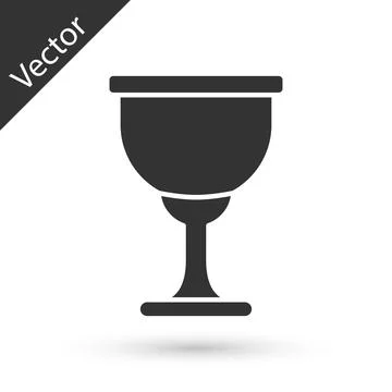 Grey Holy grail or chalice icon isolated on white background. Christian chalice Stock Illustration