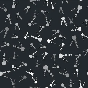 Grey Hookah icon isolated seamless pattern on black background.  Vector Stock Illustration