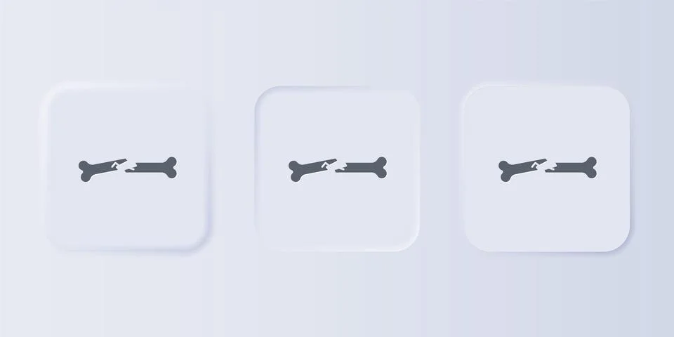 Grey Human broken bone icon isolated on grey background. Set icons in squar.. Stock Illustration