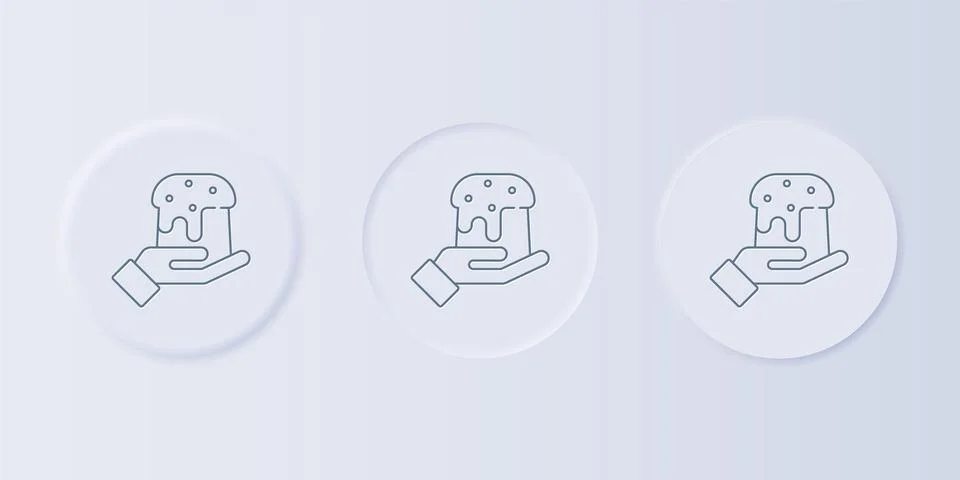 Grey Human hand and easter cake icon isolated on grey background. Happy Eas.. Stock Illustration