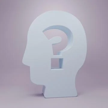 Grey Human head with question mark icon isolated on purple background. Mini.. Stock Illustration