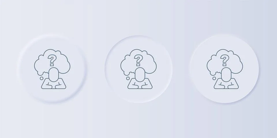 Grey Human head with question mark icon isolated on grey background. Set ic.. Stock Illustration
