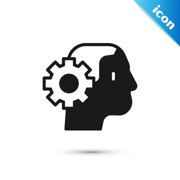 Grey Humanoid robot icon isolated on white background. Artificial intelligence Stock Illustration