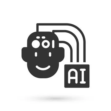 Grey Humanoid robot icon isolated on white background. Artificial intelligence Illustrazione stock