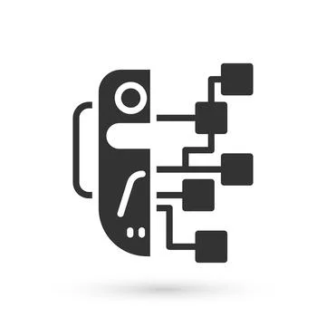 Grey Humanoid robot icon isolated on white background. Artificial intelligence Stock Illustration