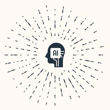 Grey Humanoid robot icon isolated on beige background. Artificial intelligence Stock Illustration