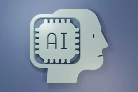 Grey Humanoid robot icon isolated on purple-blue background. Artificial int.. Stock Illustration