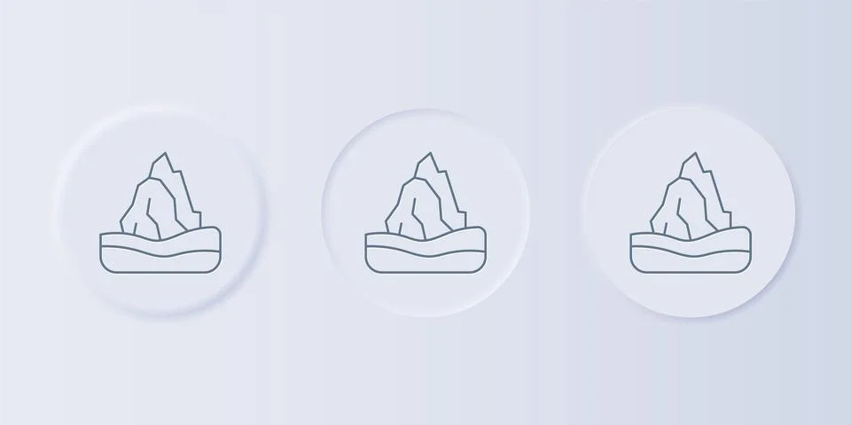 Grey Iceberg icon isolated on grey background. Set icons in square buttons... Stock Illustration