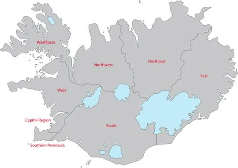 Grey Iceland map Stock Illustration