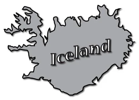 Grey Iceland On Map Stock Illustration