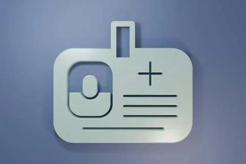 Grey Identification badge icon isolated on purple-blue background. It can b.. Stock Illustration
