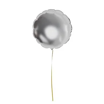 A grey image of a round foil balloon isolated on a white background Stock Illustration