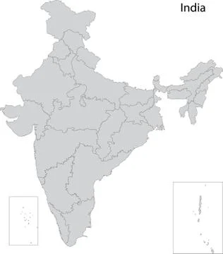 Grey India map Stock Illustration