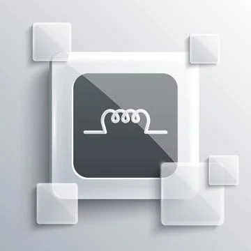 Grey Inductor in electronic circuit icon isolated on grey background. Square Stock Illustration