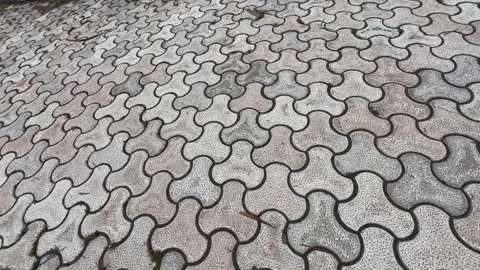 Grey Interlocking Concrete Pavers in a Pavement Pattern Stock Footage 280911573