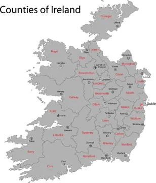 Grey Ireland map Stock Illustration