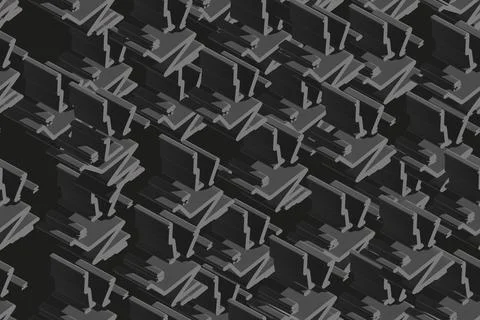Grey Isometric Background Seamless Pattern, 3D Illustration Иллюстрация