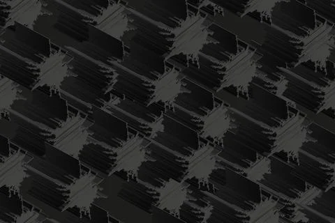 Grey Isometric Background Seamless Pattern, 3D Illustration Stock Illustration